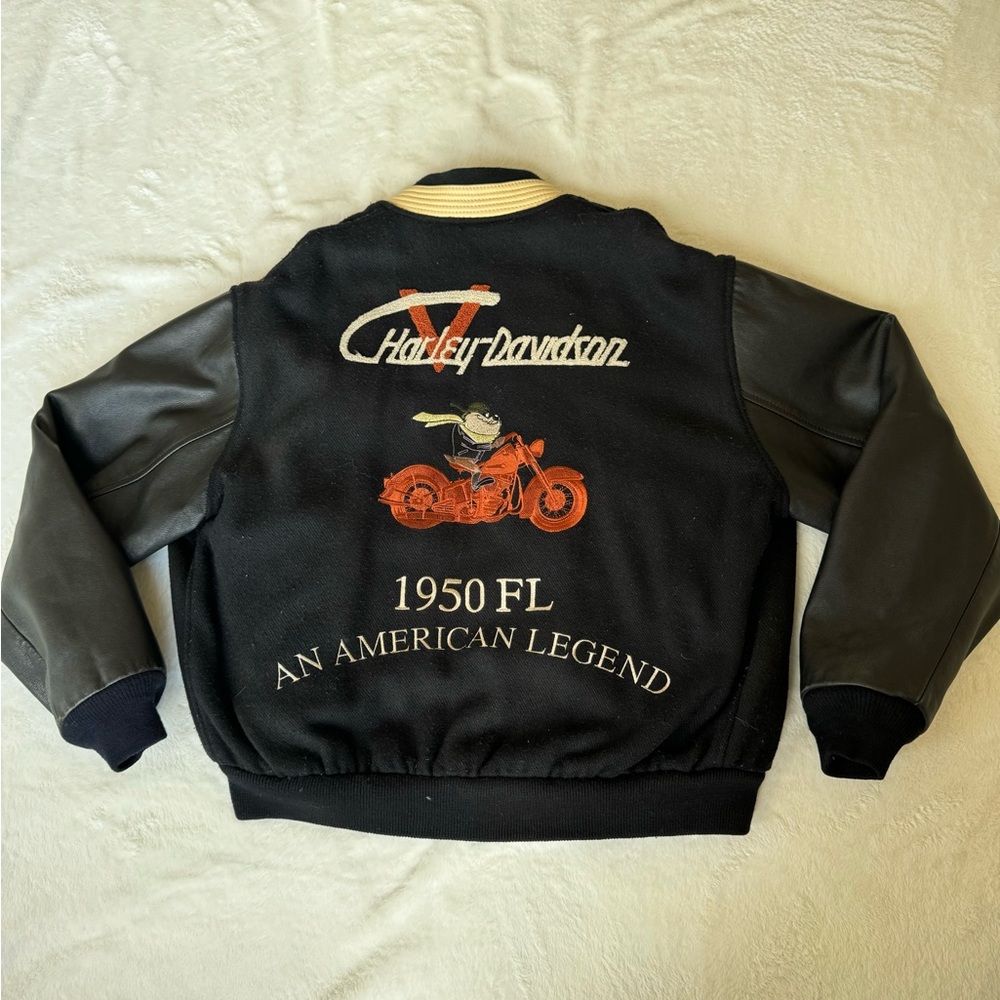 Harley Davidson Taz Motorcycle Leather Letterman Jacket 1950 Vintage